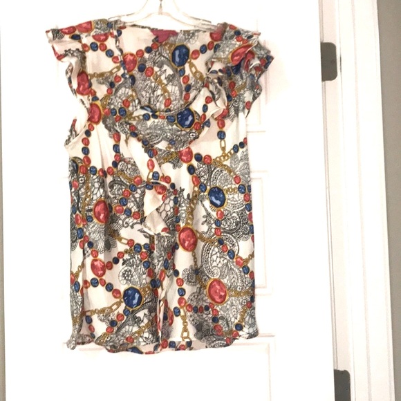 🆕Ruffle trim Silk women’s Top Sunny Leigh Size  XL - Picture 3 of 11